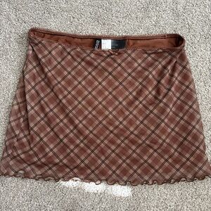 Women's Brown Plaid Mini Skirt - Unbranded